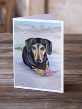 Load image into Gallery viewer, Black and Cream Dachshund  Greeting Cards -  Blank Note Cards – 8-Pack of Artist-Designed Cards with Envelopes