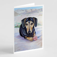 Load image into Gallery viewer, Black and Cream Dachshund  Greeting Cards -  Blank Note Cards – 8-Pack of Artist-Designed Cards with Envelopes