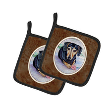 Load image into Gallery viewer, Black and Cream Dachshund Pot Holders - Set of 2 Decorative Kitchen Helpers | Made in the USA 7076PTHD