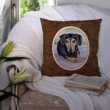 Load image into Gallery viewer, Black and Cream Dachshund Throw Pillow - 14x14 Decorative Pillow – Art for Your Home &amp; Patio 7076PW1414