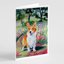 Load image into Gallery viewer, Pembroke Corgi Springtime  Greeting Cards -  Blank Note Cards – 8-Pack of Artist-Designed Cards with Envelopes
