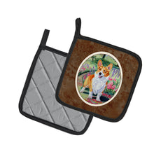Load image into Gallery viewer, Pembroke Corgi Springtime Pot Holders - Set of 2 Decorative Kitchen Helpers | Made in the USA 7077PTHD