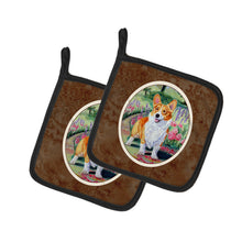 Load image into Gallery viewer, Pembroke Corgi Springtime Pot Holders - Set of 2 Decorative Kitchen Helpers | Made in the USA 7077PTHD