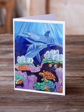 Load image into Gallery viewer, Dolphin under the sea Greeting Cards -  Blank Note Cards – 8-Pack of Artist-Designed Cards with Envelopes