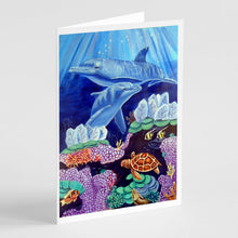 Load image into Gallery viewer, Dolphin under the sea Greeting Cards -  Blank Note Cards – 8-Pack of Artist-Designed Cards with Envelopes