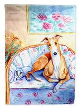 Load image into Gallery viewer, Whippet waiting on Mom Flag Canvas House Size