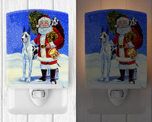 Load image into Gallery viewer, Harlequin Great Dane with Santa Claus Ceramic Night Light 7083CNL