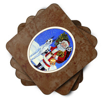 Load image into Gallery viewer, Harlequin Great Dane with Santa Claus Foam Coaster  7083FC
