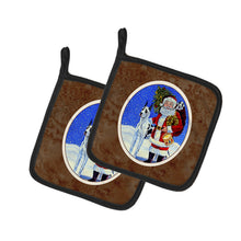 Load image into Gallery viewer, Harlequin Great Dane with Santa Claus Pot Holders - Set of 2 Decorative Kitchen Helpers | Made in the USA 7083PTHD