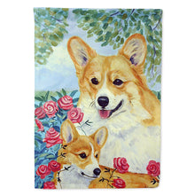 Load image into Gallery viewer, Corgi Momma's Love and Roses Flag Canvas House Size