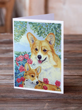 Load image into Gallery viewer, Corgi Momma loves Roses  Greeting Cards -  Blank Note Cards – 8-Pack of Artist-Designed Cards with Envelopes