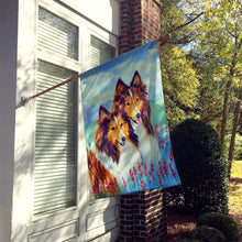 Load image into Gallery viewer, Two Sable Shelties Flag Canvas House Size