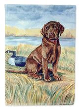 Load image into Gallery viewer, Chocolate Labrador Puppy Flag Canvas House Size