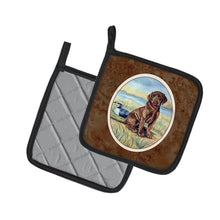 Load image into Gallery viewer, Chocolate Labrador Puppy  Pot Holders - Set of 2 Decorative Kitchen Helpers | Made in the USA 7090PTHD
