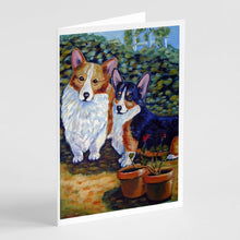 Load image into Gallery viewer, Cardigan and Pembroke Corgi  Greeting Cards -  Blank Note Cards – 8-Pack of Artist-Designed Cards with Envelopes