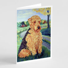 Load image into Gallery viewer, Airedale Terrier  Greeting Cards -  Blank Note Cards – 8-Pack of Artist-Designed Cards with Envelopes