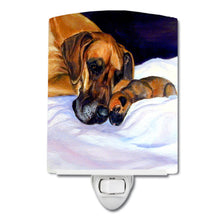 Load image into Gallery viewer, Natural Eared Fawn Great Dane Momma and Puppy Ceramic Night Light 7099CNL