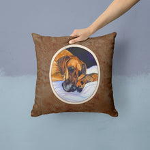 Load image into Gallery viewer, Natural Eared Fawn Great Dane Momma and Puppy Throw Pillow - 14x14 Decorative Pillow – Art for Your Home &amp; Patio 7099PW1414