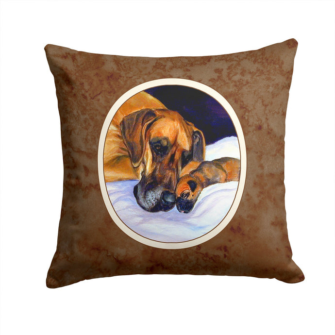 Natural Eared Fawn Great Dane Momma and Puppy Throw Pillow - 14x14 Decorative Pillow – Art for Your Home & Patio 7099PW1414
