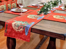 Load image into Gallery viewer, DaDa Bedding Red Santa Claus Christmas Tree Woven Tapestry Dining Table Runner (17615)