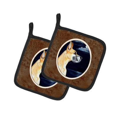 Fawn Great Dane Moonlight Stroll Pot Holders - Set of 2 Decorative Kitchen Helpers | Made in the USA 7100PTHD