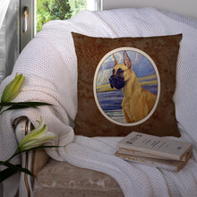 Load image into Gallery viewer, Fawn Great Dane at the beach Throw Pillow - 14x14 Decorative Pillow – Art for Your Home &amp; Patio 7101PW1414