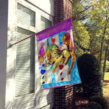 Load image into Gallery viewer, Red and white Pomeranians on the couch Flag Canvas House Size