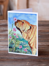 Load image into Gallery viewer, Shar Pei Smell the flowers  Greeting Cards -  Blank Note Cards – 8-Pack of Artist-Designed Cards with Envelopes