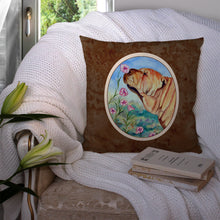 Load image into Gallery viewer, Shar Pei Smell the flowers Throw Pillow - 14x14 Decorative Pillow – Art for Your Home &amp; Patio 7105PW1414
