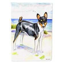 Load image into Gallery viewer, Tricolor Basenji at the beach Flag Canvas House Size