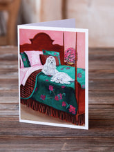 Load image into Gallery viewer, Maltese and puppy waiting on you Greeting Cards -  Blank Note Cards – 8-Pack of Artist-Designed Cards with Envelopes