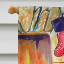 Load image into Gallery viewer, Harlequin and Blue Great Danes Under the Christmas Tree Flag Canvas House Size