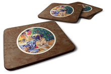 Load image into Gallery viewer, Fawn and Blue Great Dane waiting on Christmas Foam Coaster  7111FC