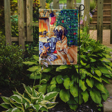 Load image into Gallery viewer, Harlequin and Blue Great Danes Under the Christmas Tree Garden Flag – Decorative Outdoor Yard Flag