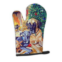 Load image into Gallery viewer, Fawn and Blue Great Dane waiting on Christmas Oven Mitt 7111OVMT
