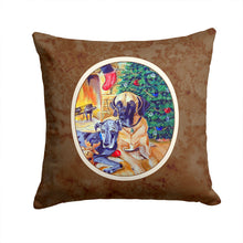 Load image into Gallery viewer, Fawn and Blue Great Dane waiting on Christmas Throw Pillow - 14x14 Decorative Pillow – Art for Your Home &amp; Patio 7111PW1414