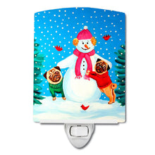 Load image into Gallery viewer, Snowman with Pug Winter Snowman Ceramic Night Light 7115CNL