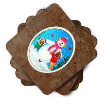 Load image into Gallery viewer, Snowman with Pug Winter Snowman Foam Coaster  7115FC