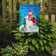 Load image into Gallery viewer, Snowman with Pug Winter Snowman Garden Flag – Decorative Outdoor Yard Flag