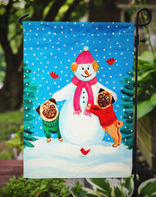 Load image into Gallery viewer, Snowman with Pug Winter Snowman Garden Flag – Decorative Outdoor Yard Flag