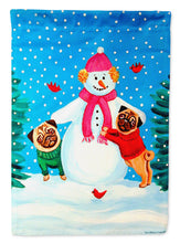 Load image into Gallery viewer, Snowman with Pug Winter Snowman Garden Flag – Decorative Outdoor Yard Flag