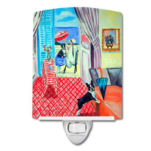 Load image into Gallery viewer, Lady with her Boston Terrier Ceramic Night Light 7120CNL
