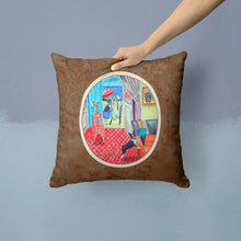 Load image into Gallery viewer, Lady with her Boston Terrier Throw Pillow - 14x14 Decorative Pillow – Art for Your Home &amp; Patio 7120PW1414