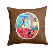 Load image into Gallery viewer, Lady with her Boston Terrier Throw Pillow - 14x14 Decorative Pillow – Art for Your Home &amp; Patio 7120PW1414