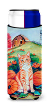 Load image into Gallery viewer, Tabby Cat in Pumpins Slim Can Hugger – Fun &amp; Functional Drink Coolers 7123MUK
