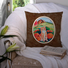 Load image into Gallery viewer, Tabby Cat in Pumpins Throw Pillow - 14x14 Decorative Pillow – Art for Your Home &amp; Patio 7123PW1414