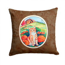 Load image into Gallery viewer, Tabby Cat in Pumpins Throw Pillow - 14x14 Decorative Pillow – Art for Your Home &amp; Patio 7123PW1414
