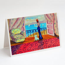 Load image into Gallery viewer, Westie with Mom and a view Greeting Cards -  Blank Note Cards – 8-Pack of Artist-Designed Cards with Envelopes
