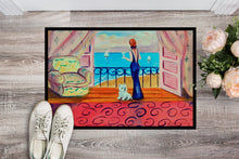 Load image into Gallery viewer, Westie with Mom and a view Indoor Outdoor Mat 18x27 Doormat