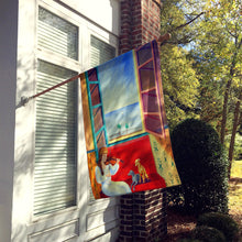 Load image into Gallery viewer, Italian Greyhounds with Mom and Violin Flag Canvas House Size